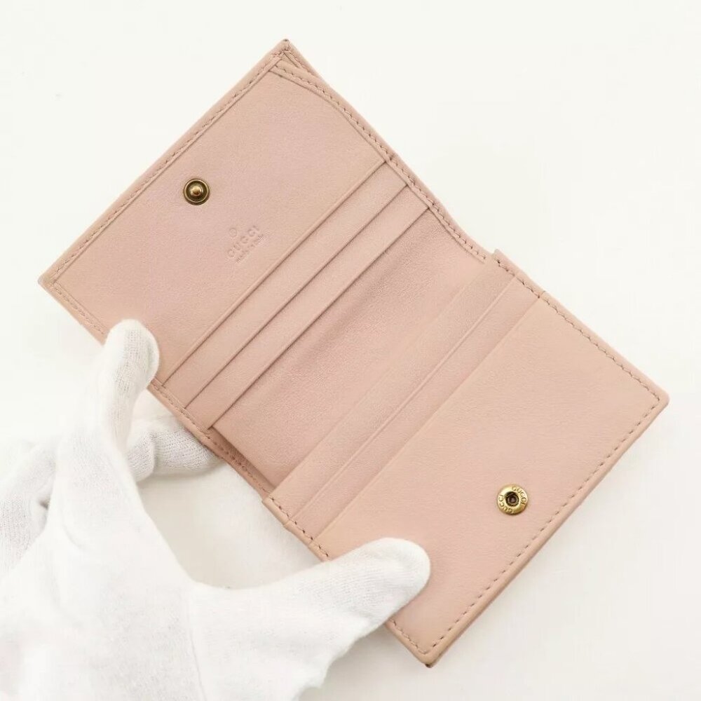 GUCCI Compact wallet Bi-Fold Wallet 449421 GG ghost Card Case pink leather... - Picture 8 of 9